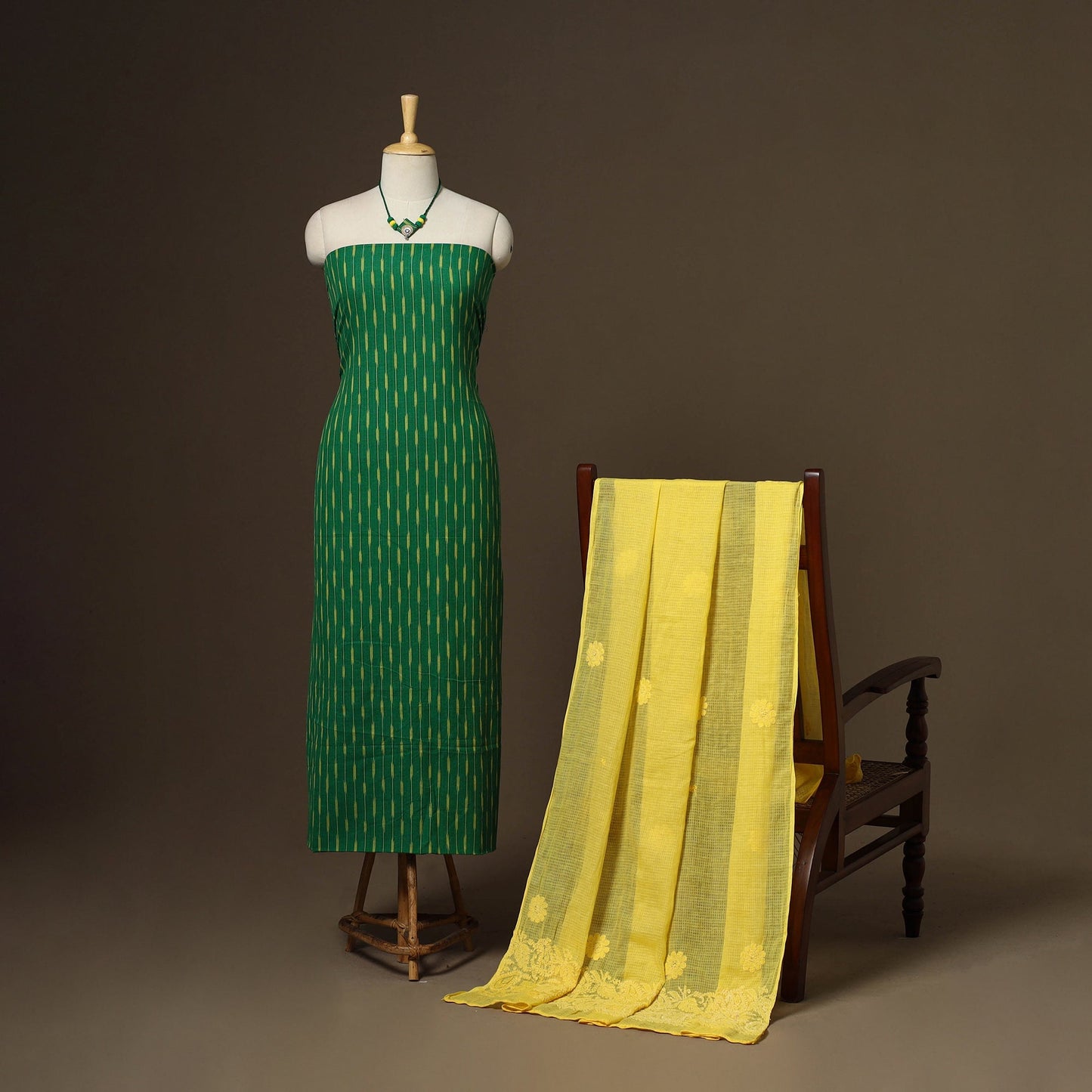 2pc cotton unstitched pochampally ikat dress material