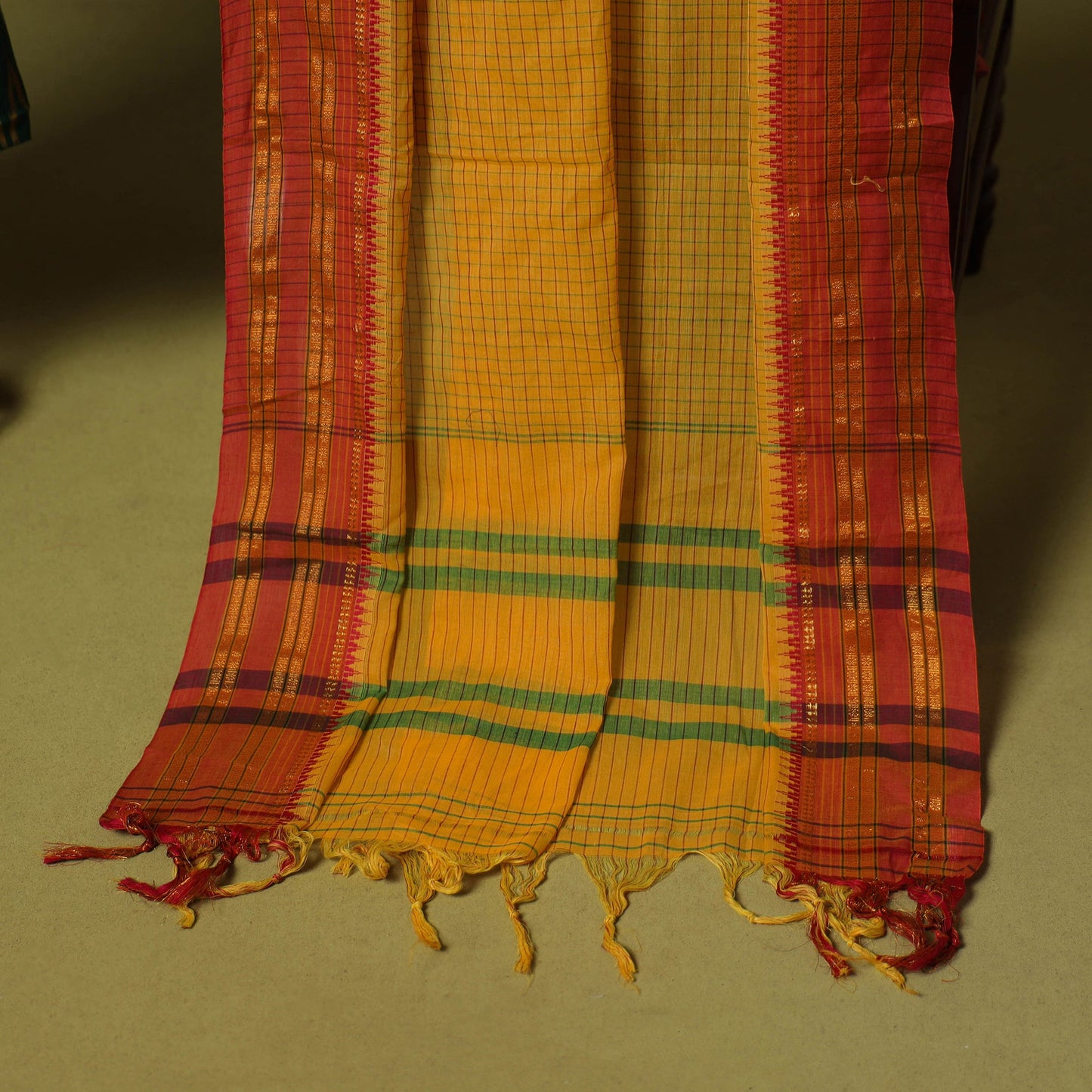 Green - 2pc cotton unstitched pochampally ikat dress