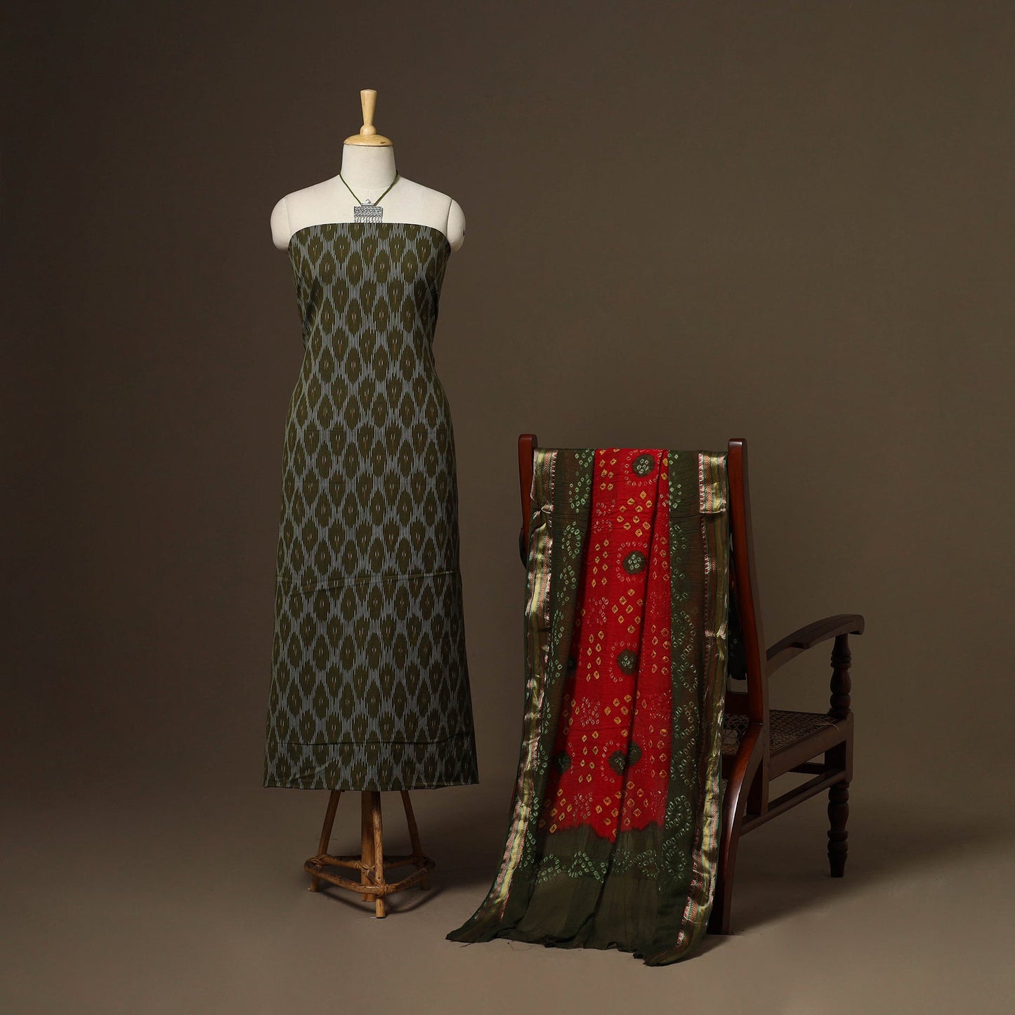 2pc cotton unstitched pochampally ikat dress material