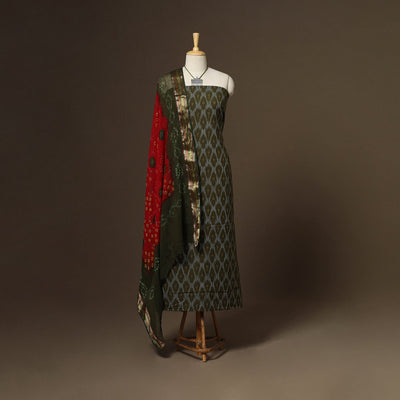 2pc cotton unstitched pochampally ikat dress material