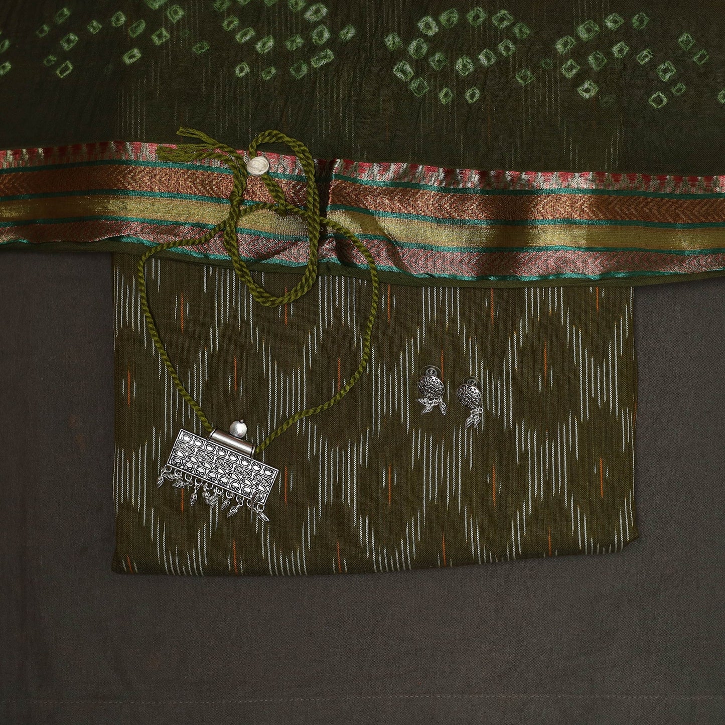 2pc cotton unstitched pochampally ikat dress material