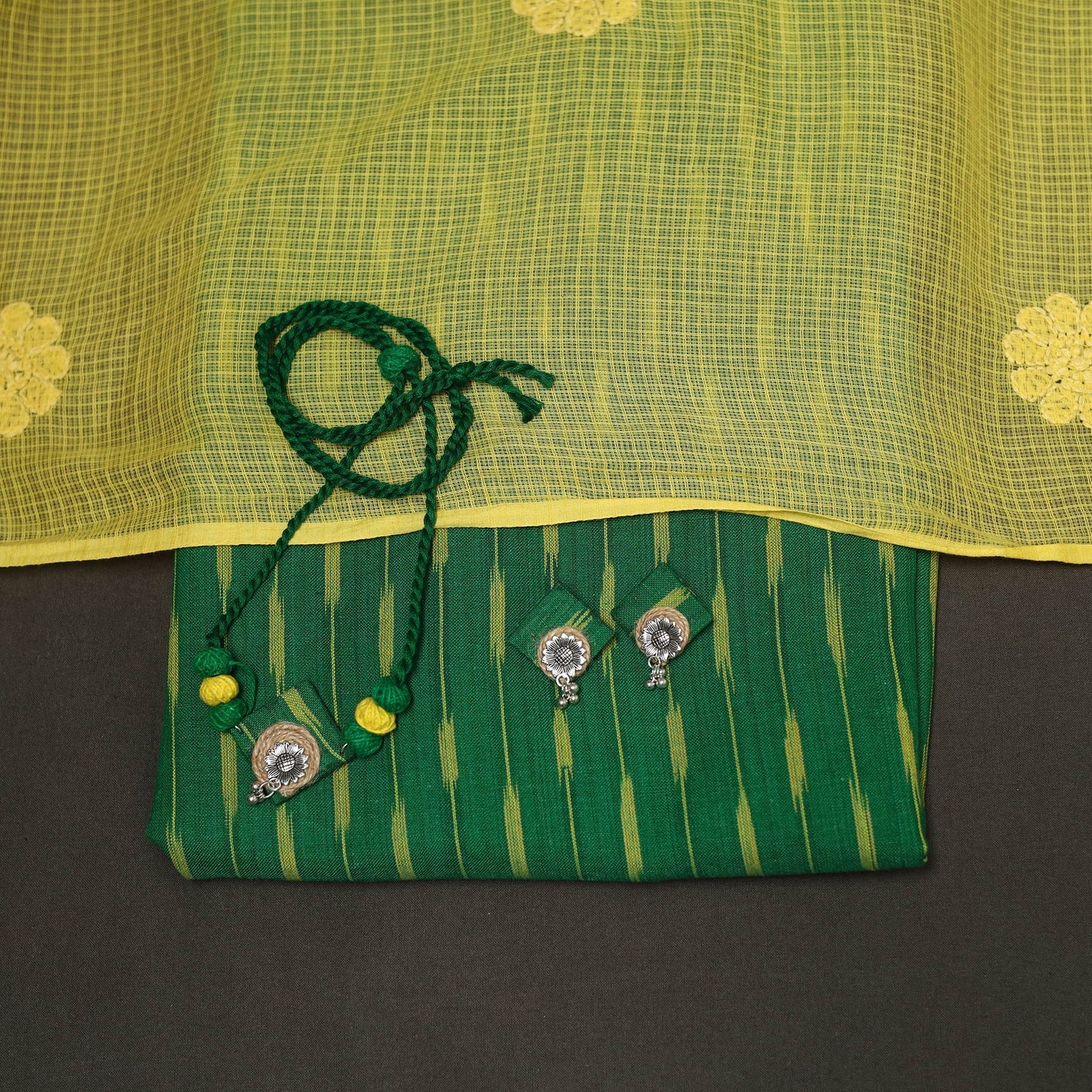 2pc cotton unstitched pochampally ikat dress material