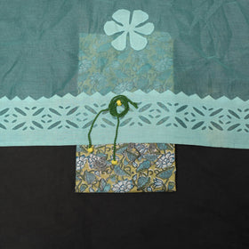 Green - 2pc cotton unstitched sanganeri dress material