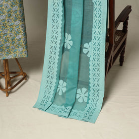 Green - 2pc cotton unstitched sanganeri dress material