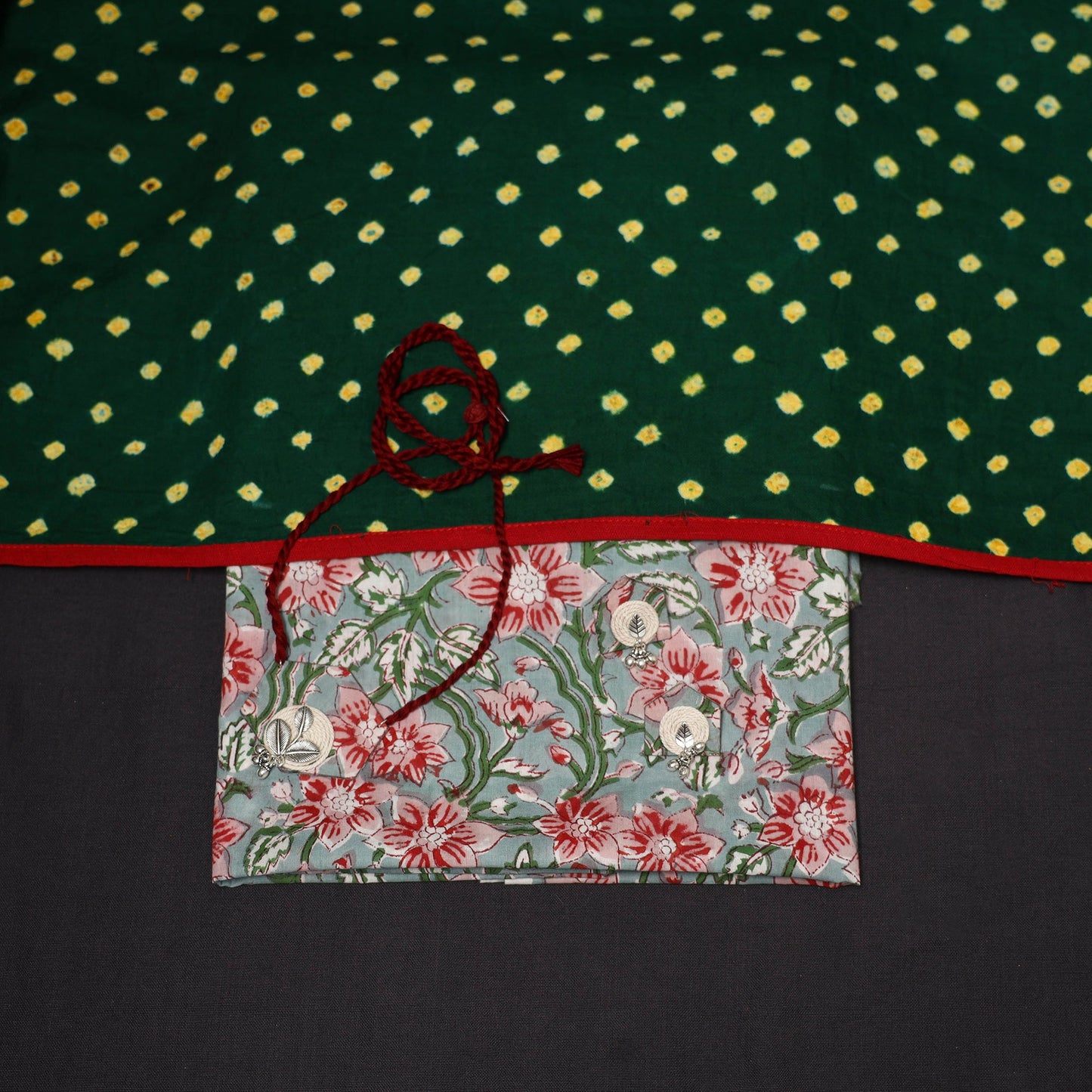 Green - 2pc cotton unstitched sanganeri dress material