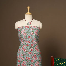 Green - 2pc cotton unstitched sanganeri dress material