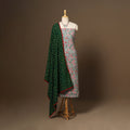 Green - 2pc cotton unstitched sanganeri dress material