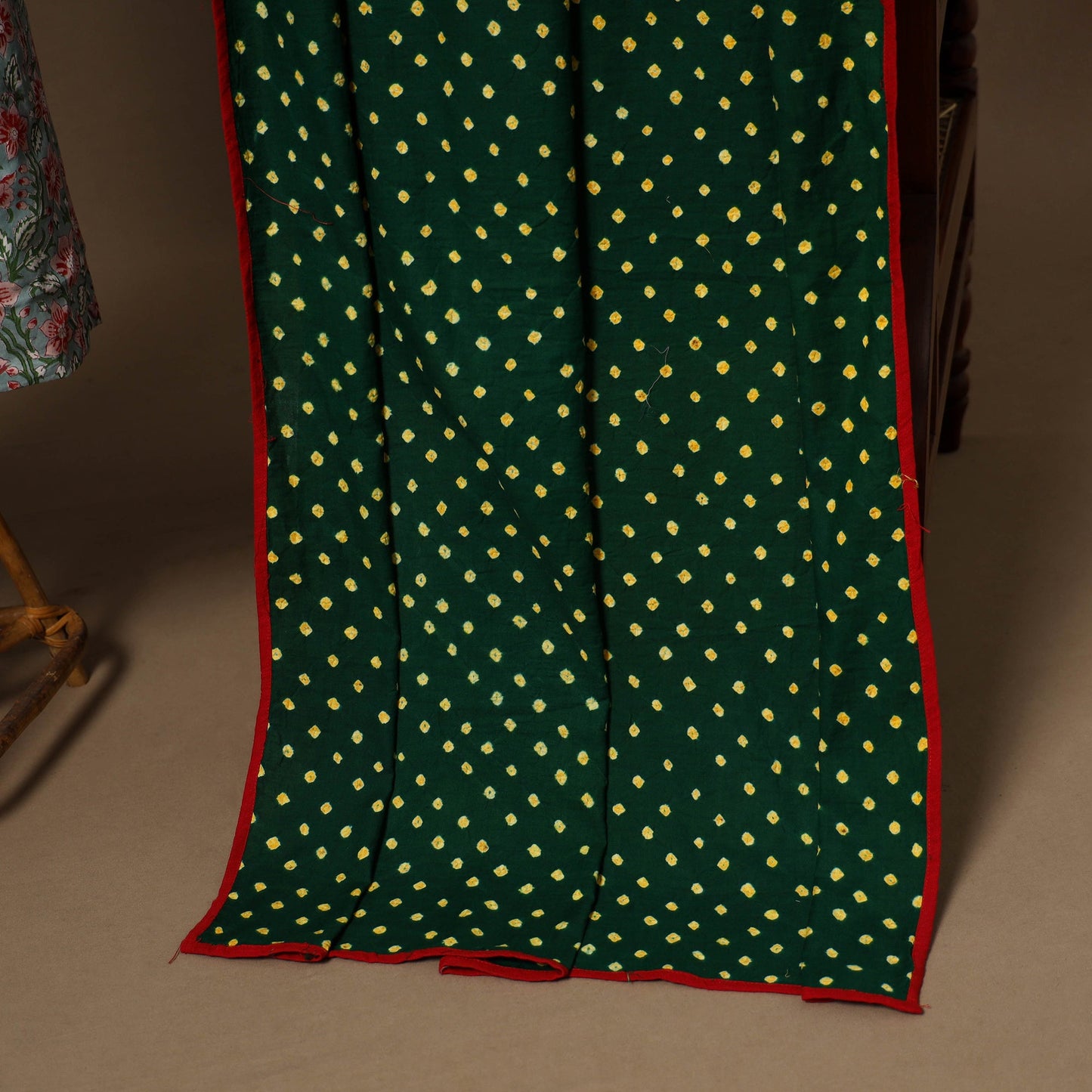 Green - 2pc cotton unstitched sanganeri dress material