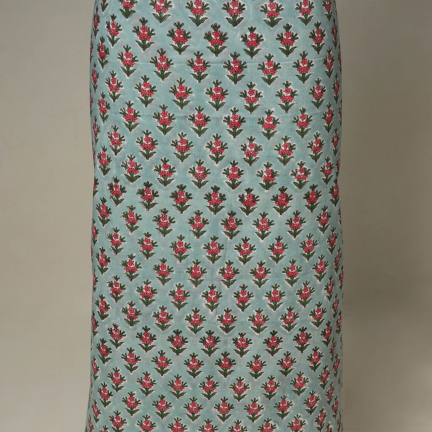 Green - 2pc cotton unstitched sanganeri dress material