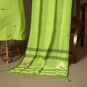 Green - 2pc handloom cotton unstitched phulia jamdani dress