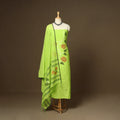 Green - 2pc handloom cotton unstitched phulia jamdani dress