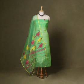 Green - 2pc handloom mulberry silk unstitched phulia