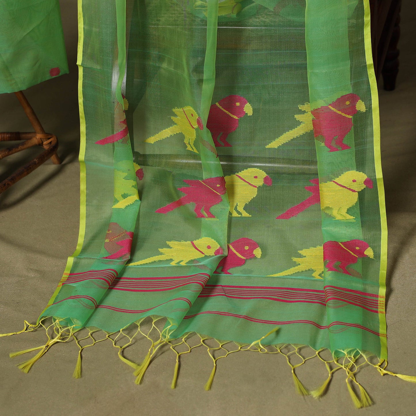Green - 2pc handloom mulberry silk unstitched phulia