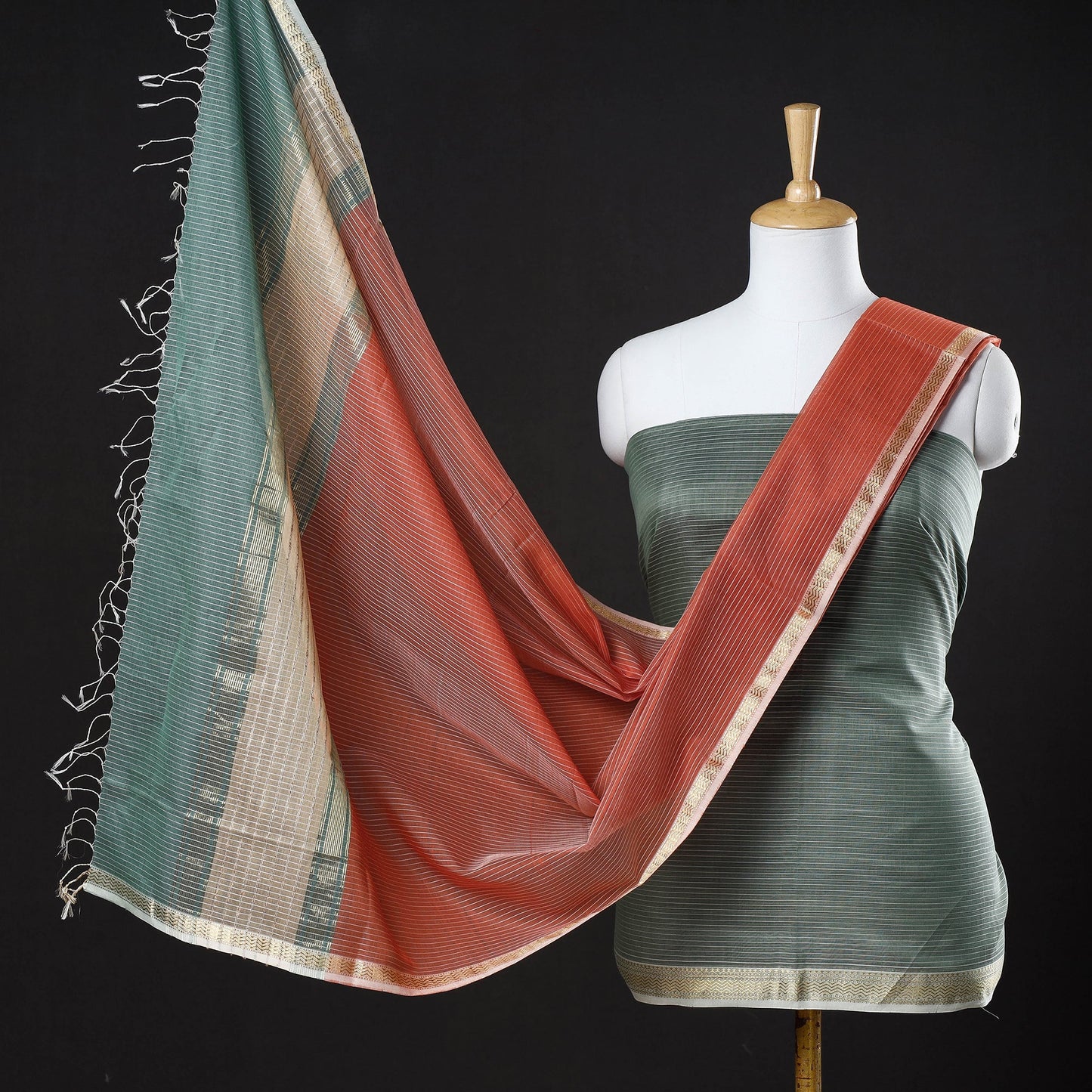 2pc Handloom Silk Cotton Maheshwari Dress Material