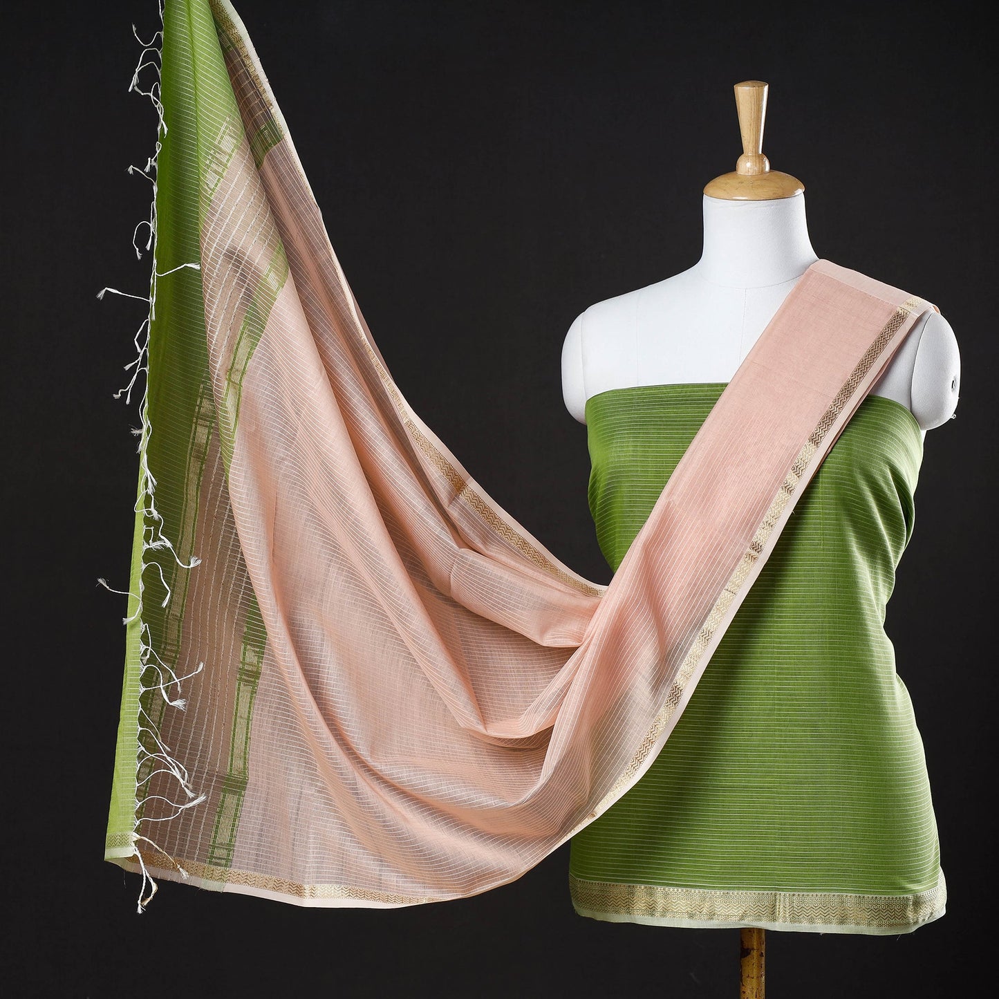 2pc Handloom Silk Cotton Maheshwari Dress Material