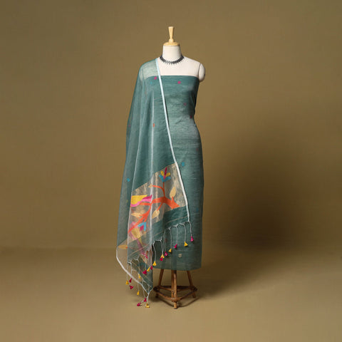 2pc handloom silk cotton unstitched phulia jamdani dress