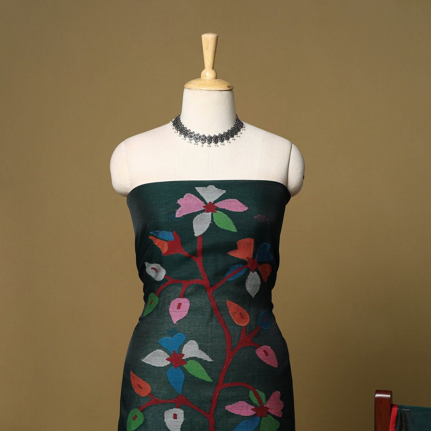 2pc handloom silk cotton unstitched phulia jamdani dress