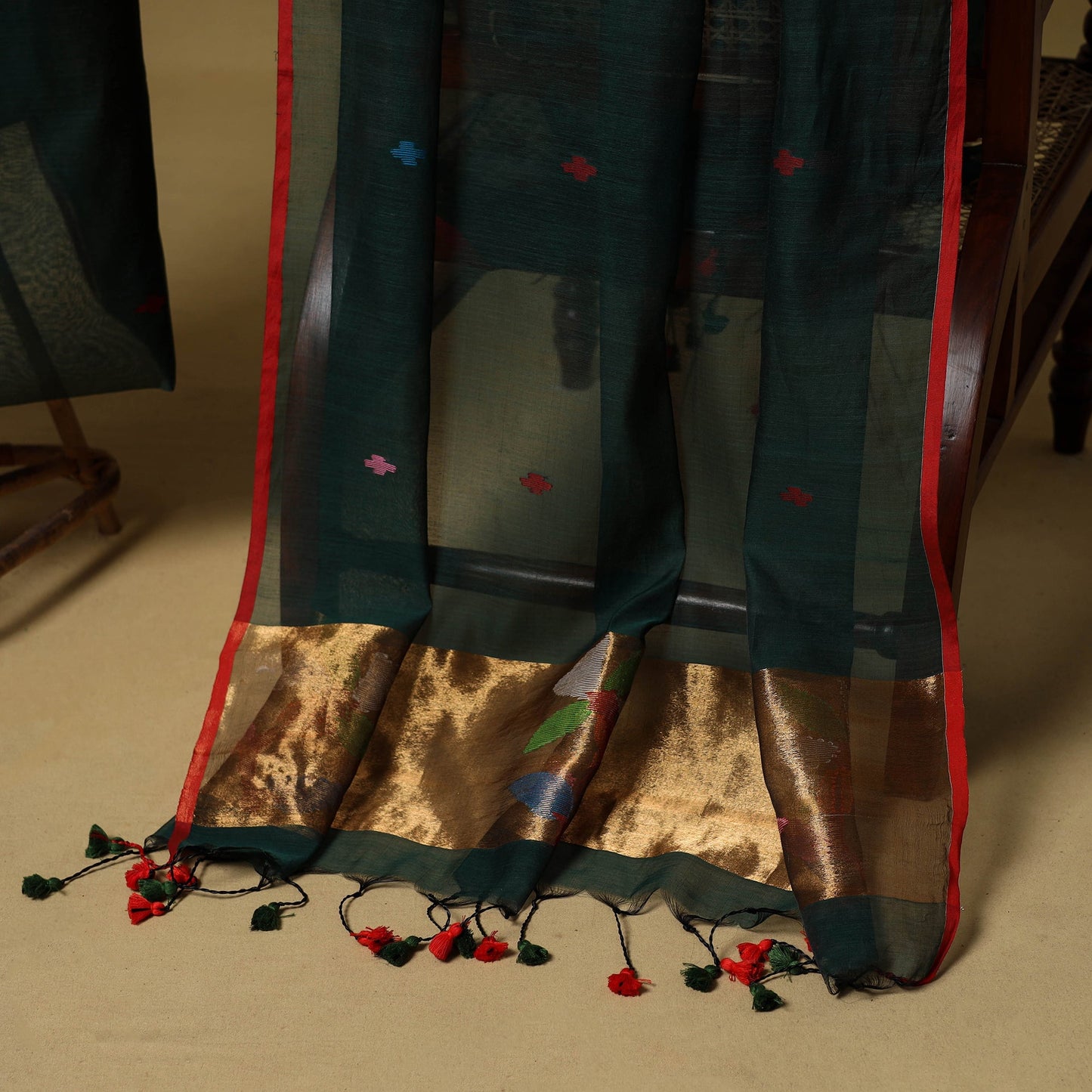 2pc handloom silk cotton unstitched phulia jamdani dress