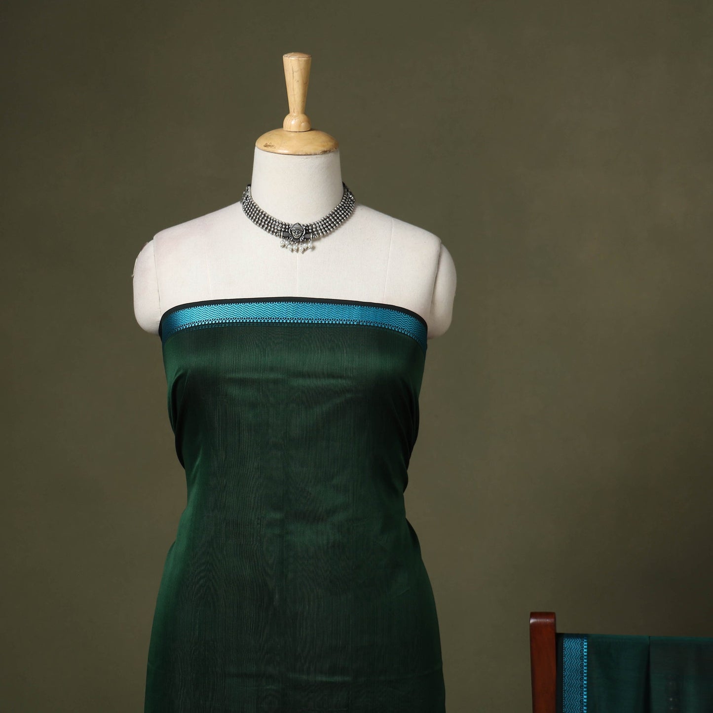 2pc Handloom Unstitched Maheshwari Dress Material with Border