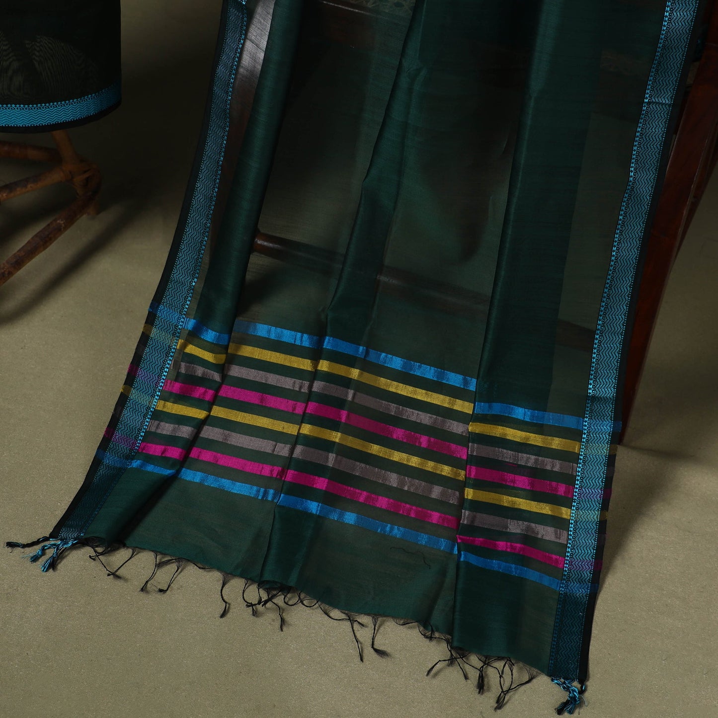 2pc Handloom Unstitched Maheshwari Dress Material with Border