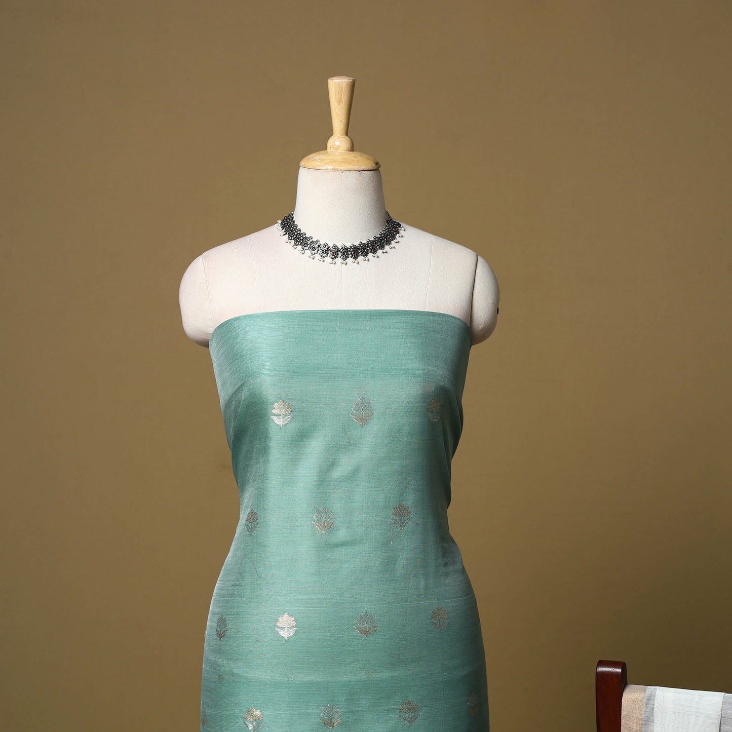 2pc handloom zari buta unstitched chanderi silk dress