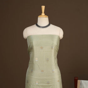 Green - 2pc handloom zari buta unstitched chanderi silk