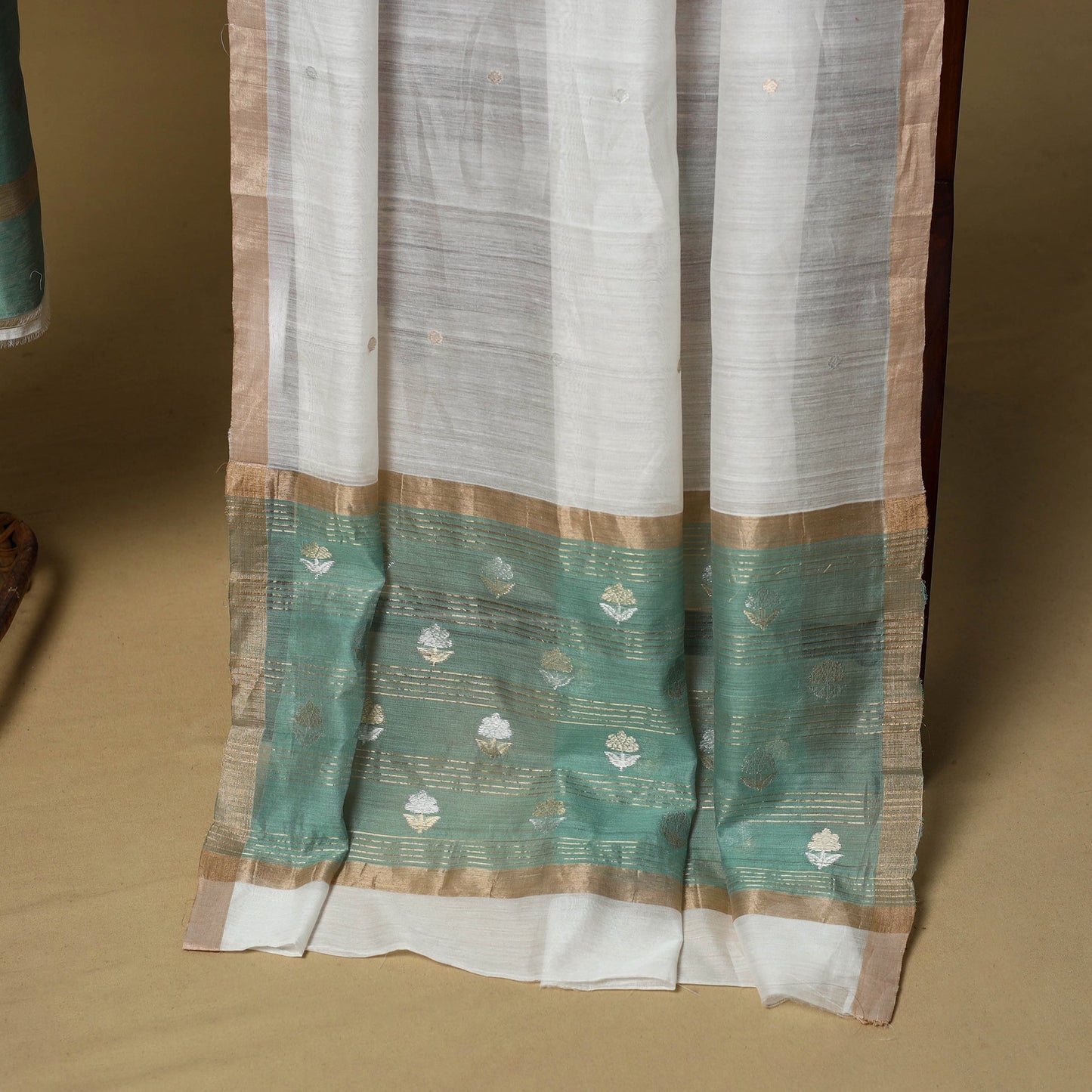 2pc handloom zari buta unstitched chanderi silk dress