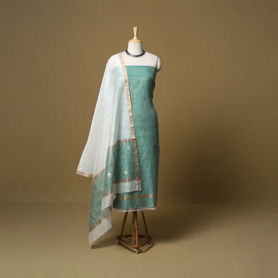 2pc handloom zari buta unstitched chanderi silk dress