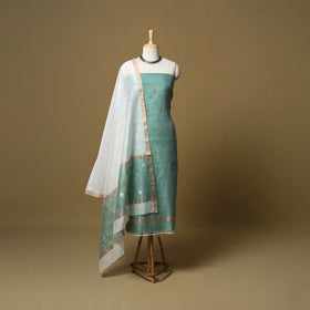 2pc handloom zari buta unstitched chanderi silk dress