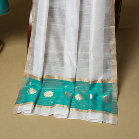 Green - 2pc handloom zari buti unstitched chanderi silk