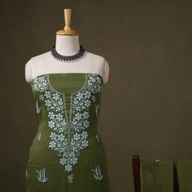 Green - 2pc kota doria cotton lucknow chikankari unstitched