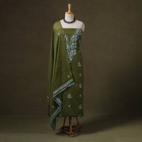 Green - 2pc kota doria cotton lucknow chikankari unstitched