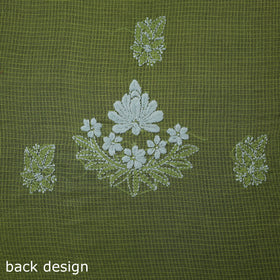 Green 2pc Kota Doria Cotton Lucknow Chikankari Dress Material 