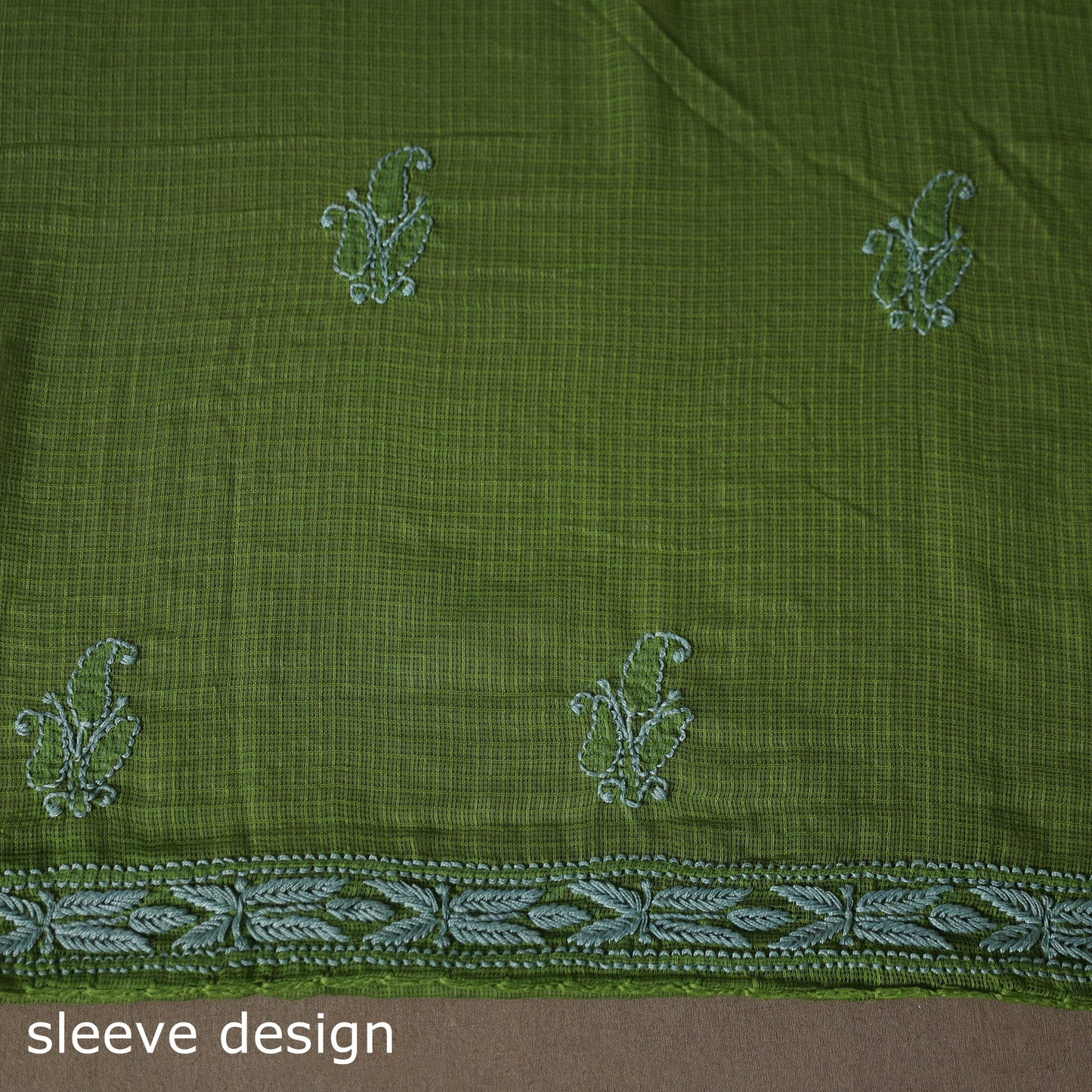 Green - 2pc kota doria cotton unstitched lucknow chikankari