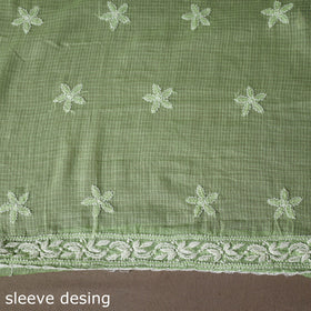 Green - 2pc kota doria cotton unstitched lucknow chikankari