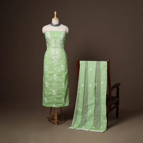 Green - 2pc kota doria cotton unstitched lucknow chikankari
