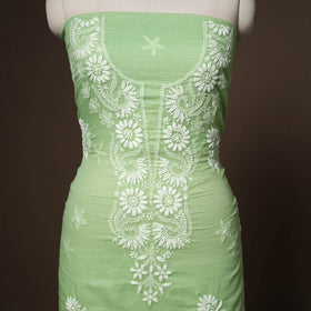 Green - 2pc kota doria cotton unstitched lucknow chikankari