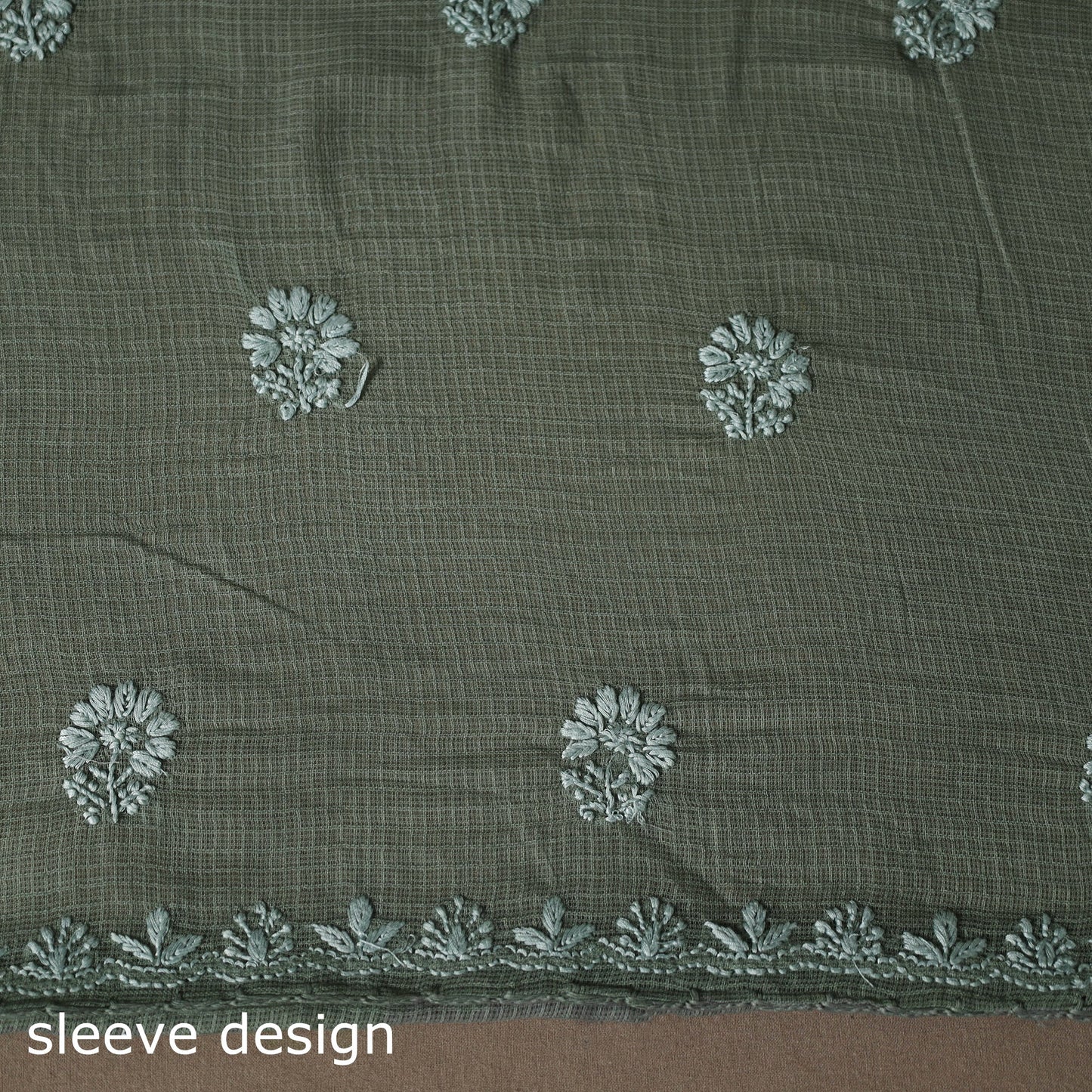 Green - 2pc kota doria cotton unstitched lucknow chikankari