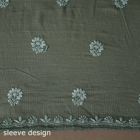 Green - 2pc kota doria cotton unstitched lucknow chikankari