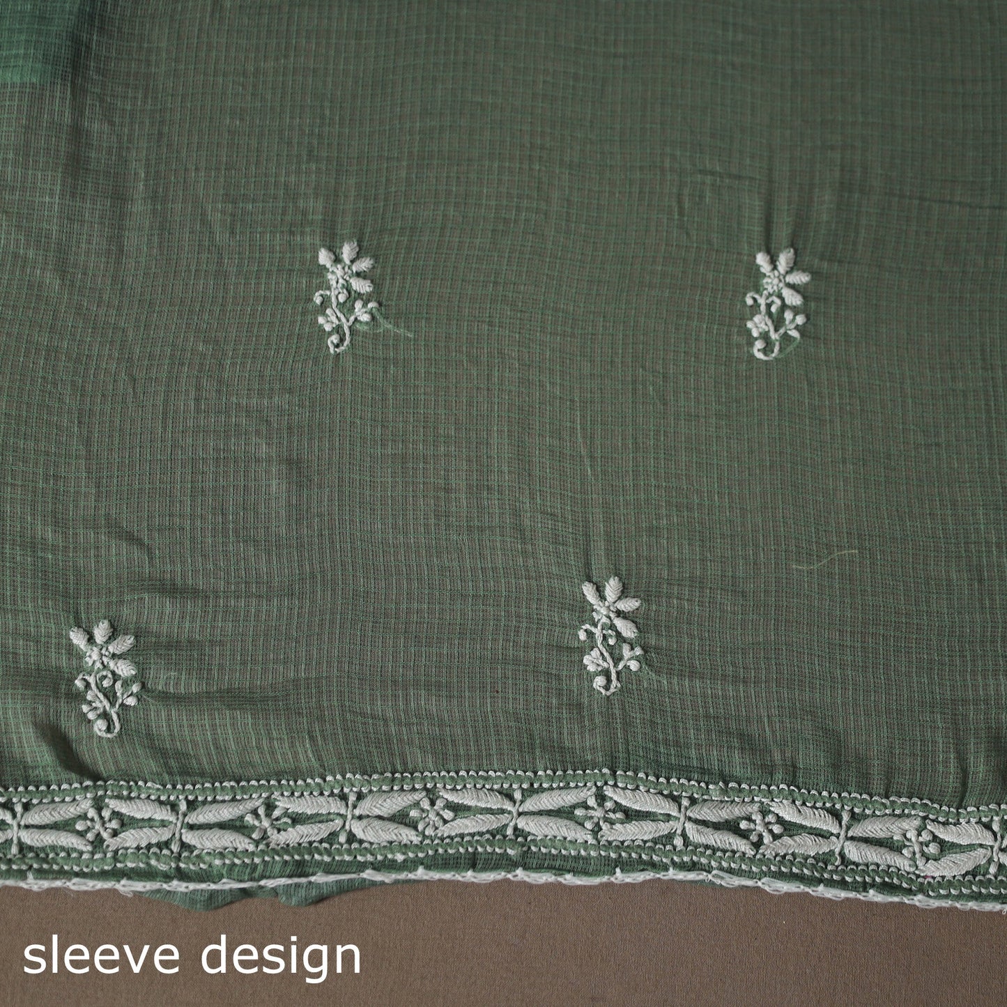Green - 2pc kota doria cotton unstitched lucknow chikankari