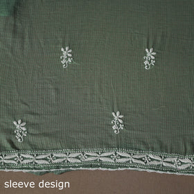 Green - 2pc kota doria cotton unstitched lucknow chikankari