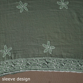 Green - 2pc kota doria cotton unstitched lucknow chikankari