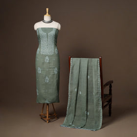 Green - 2pc kota doria cotton unstitched lucknow chikankari