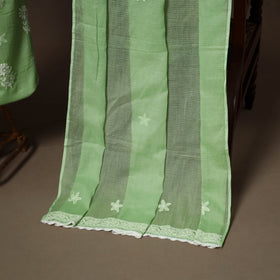 Green - 2pc kota doria cotton unstitched lucknow chikankari