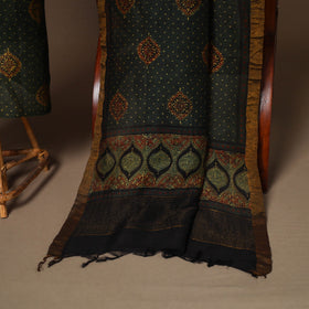 Green - 2pc linen silk unstitched dress material 09