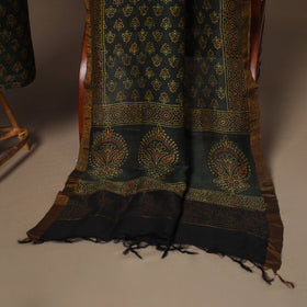 Green - 2pc linen silk unstitched dress material 01