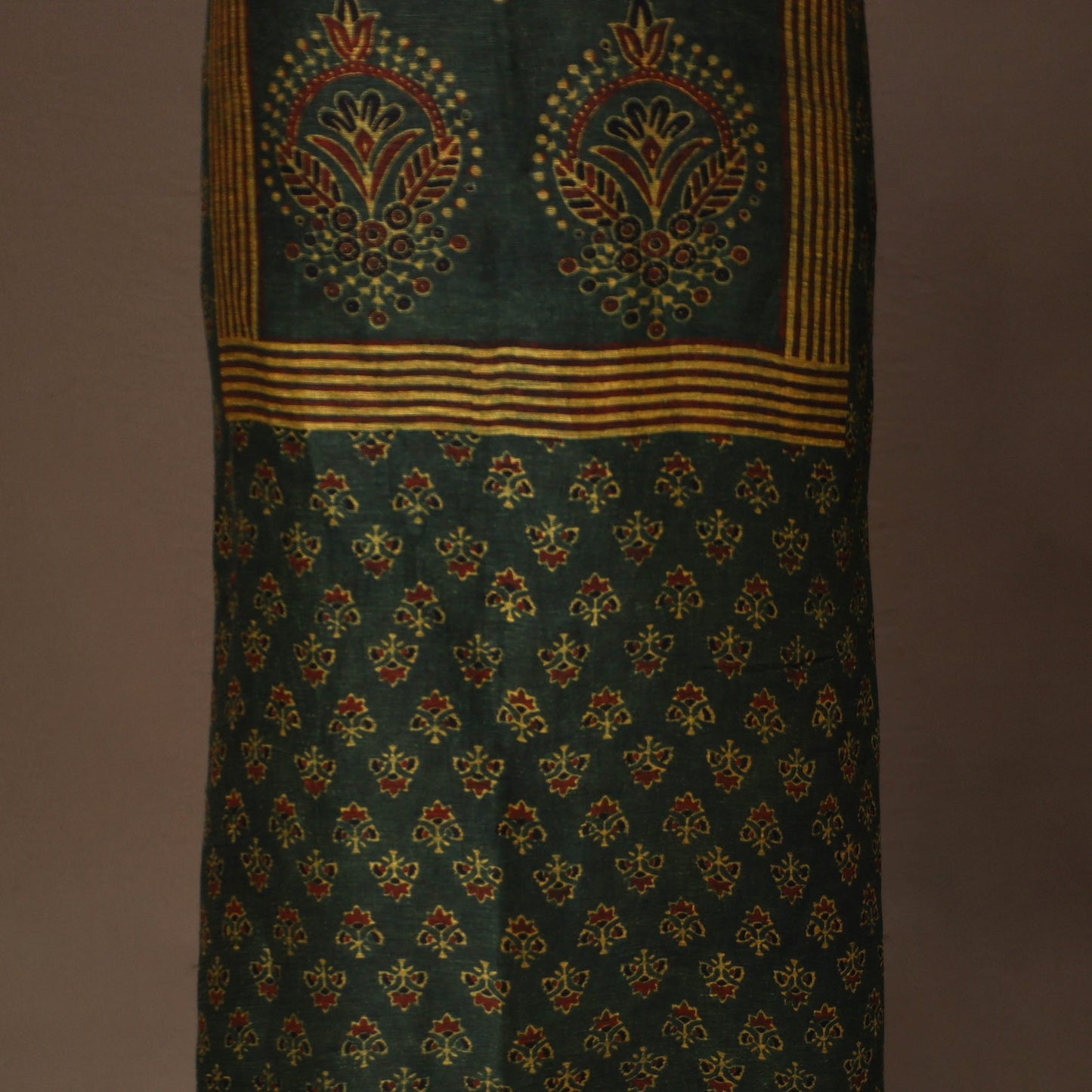 Green - 2pc linen silk unstitched dress material 01