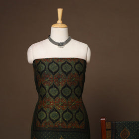 Green - 2pc linen silk unstitched dress material 09