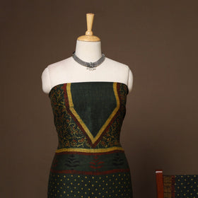 Green - 2pc linen silk unstitched dress material 18