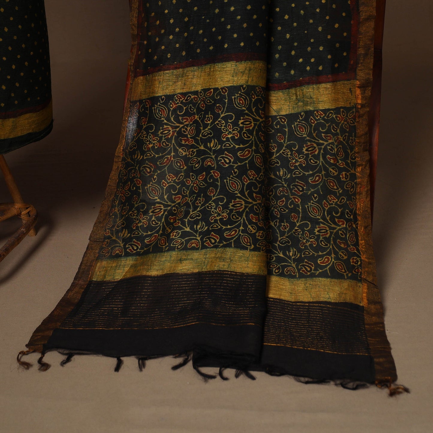 Green - 2pc linen silk unstitched dress material 18